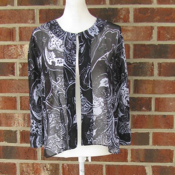 TravelSmith womens lightweight sheer open front paisley topper jacket Medium - Picture 1 of 6